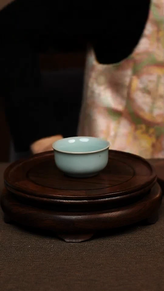 瓷片天青色如意杯60ml微瑕不带礼盒