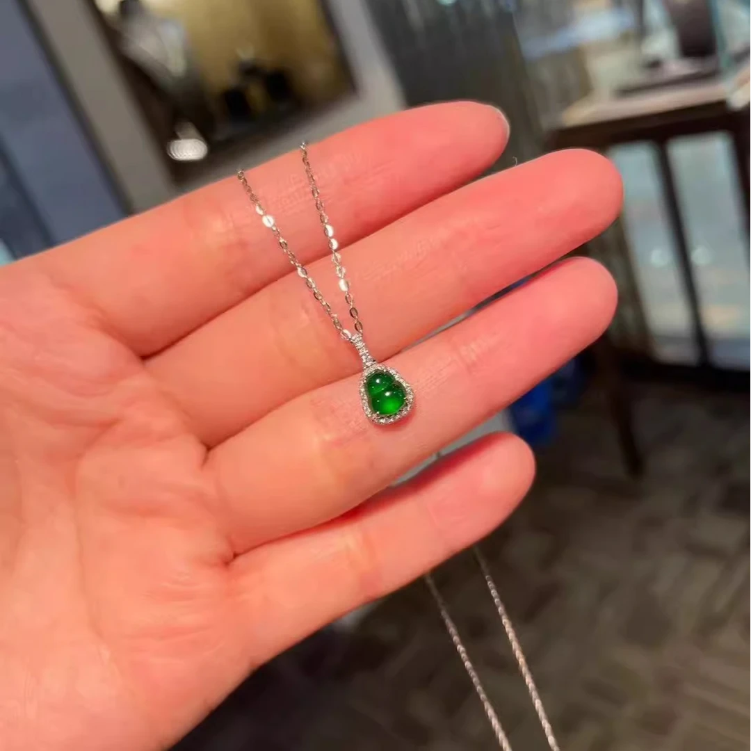 铜合金项链 小葫芦项链女轻奢气质百搭时尚高级绿葫芦颈链送礼物