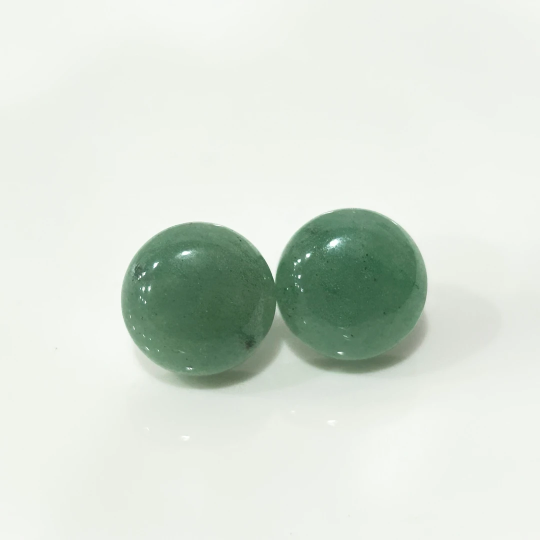 铜合金耳饰 4415西洋中古风 vintage复古绿色石头圆耳钉