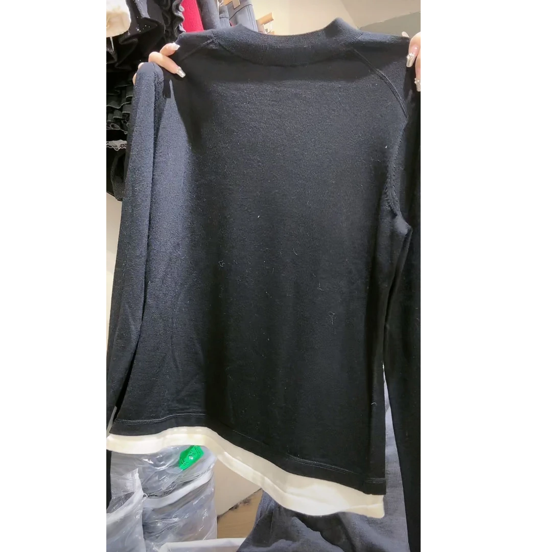 【no退no换 谨慎下单】圆领下摆拼接针织衫 2999