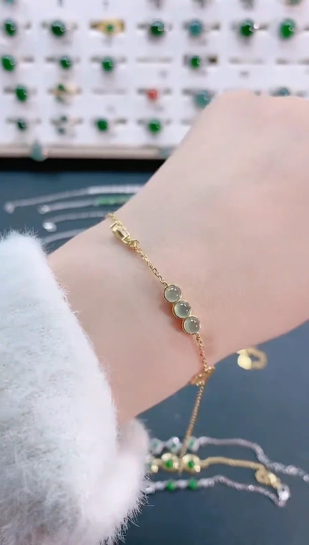 【闪购商品】翡翠手链银S925镶嵌天然翡翠