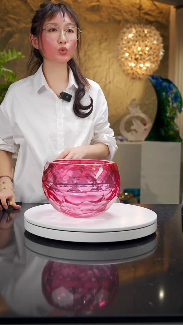 手工艺品琉璃金红切面聚宝盆