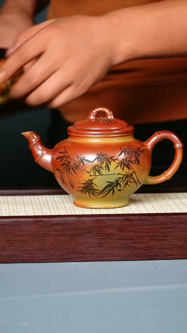 茶壶紫砂 火云烧 竹报春