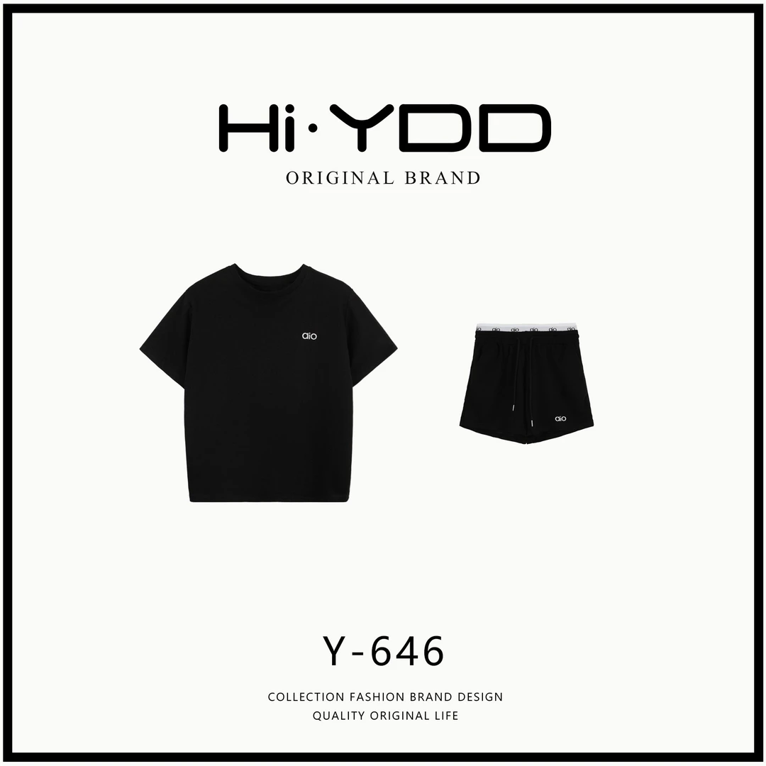 YDD•「Y-646」夏季运动简约时尚圆领大版T女短裤套装MM-203