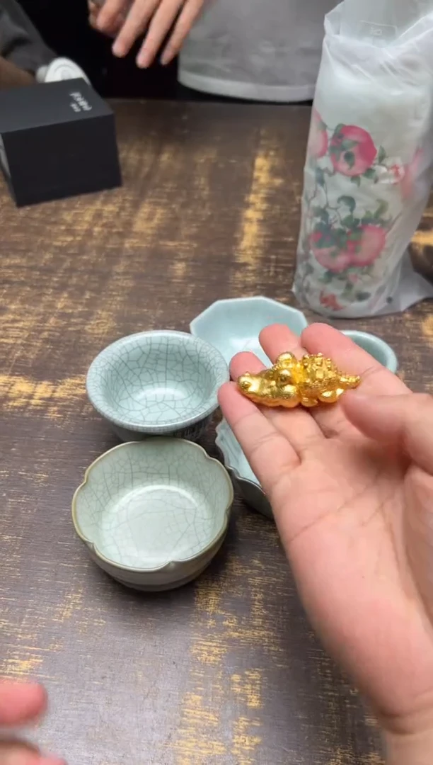 等****～（预售）寸发标&艺林堂手作足银鎏金小鳄鱼