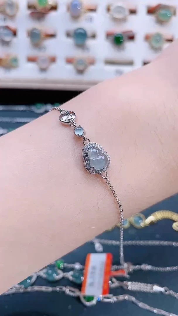 银S925镶嵌手链翡翠天然翡翠