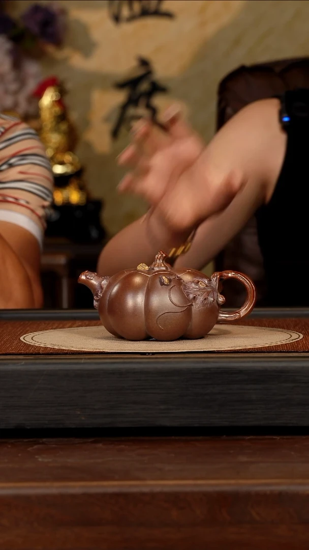 茶壶紫砂宜兴紫砂CYL 红皮龙 南瓜57