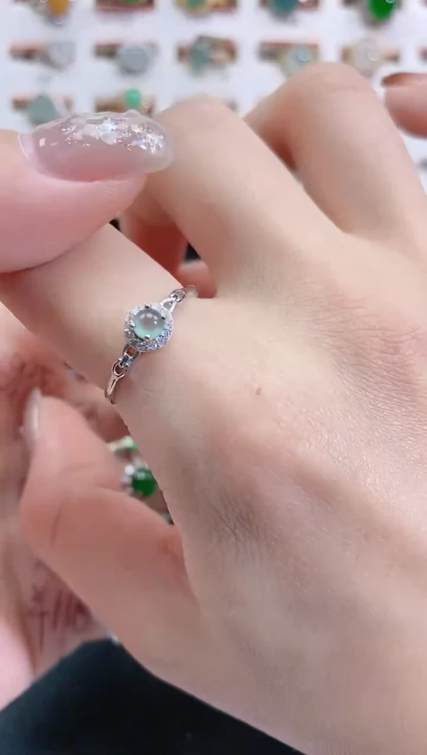 银S925镶嵌戒指翡翠天然翡翠