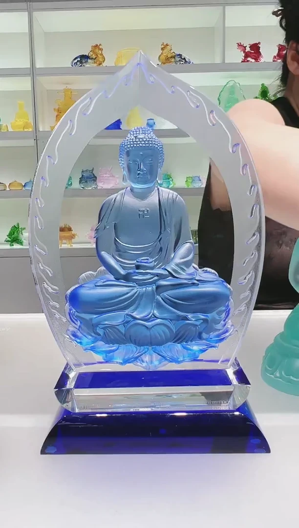 手工艺品琉璃用****3古法琉璃29cm药师佛