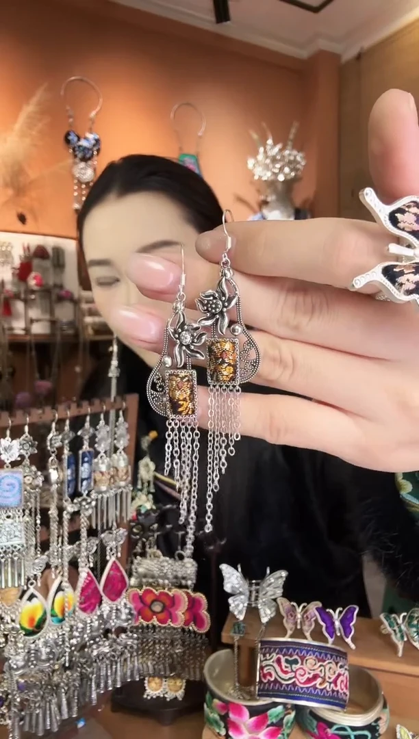 刺绣纯手工民族风耳环