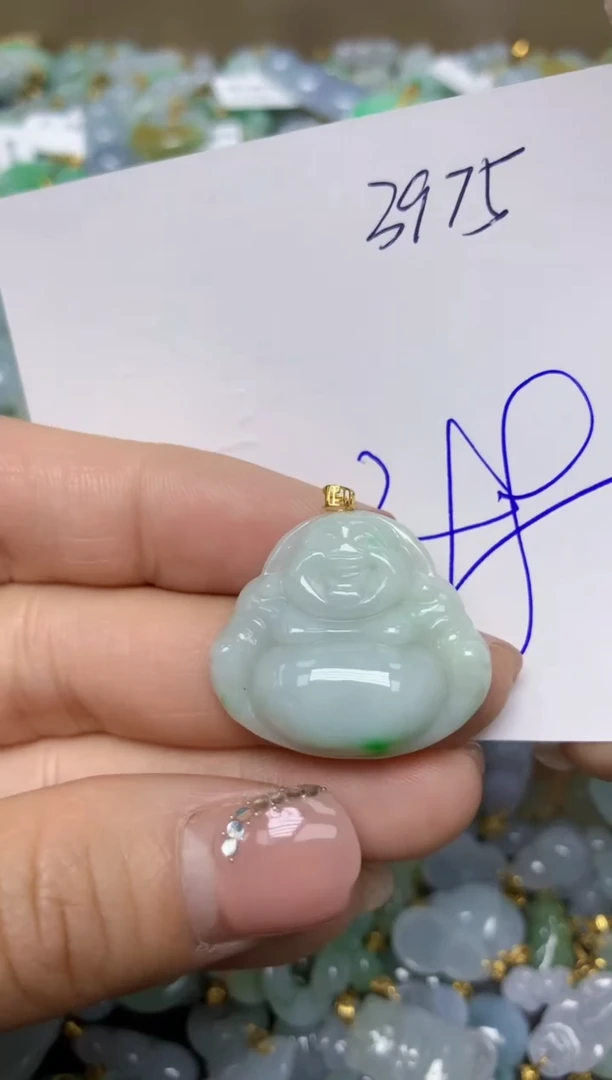 【闪购商品】翡翠挂件18K金镶嵌 天然翡翠A货
