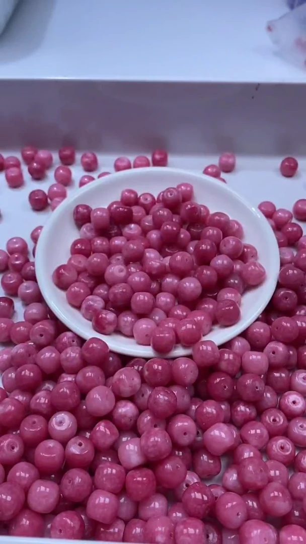 颈饰未镶嵌石英岩玉W560红纹老型10mm*20颗