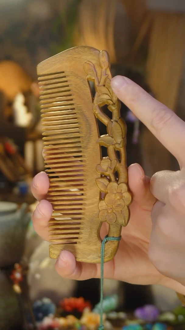 木阿根廷绿檀梳子玉兰花不带流苏