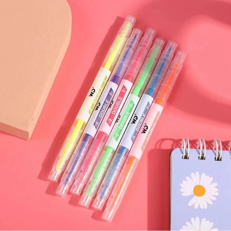 双头荧光笔3包共18支 彩色标记笔手账笔记号笔划速干