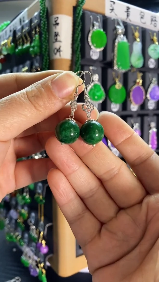 【闪购商品】翡翠耳饰银S925镶嵌021...