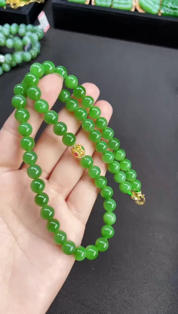 【闪购商品】和田玉项链18K金镶嵌8MM 多样性发一