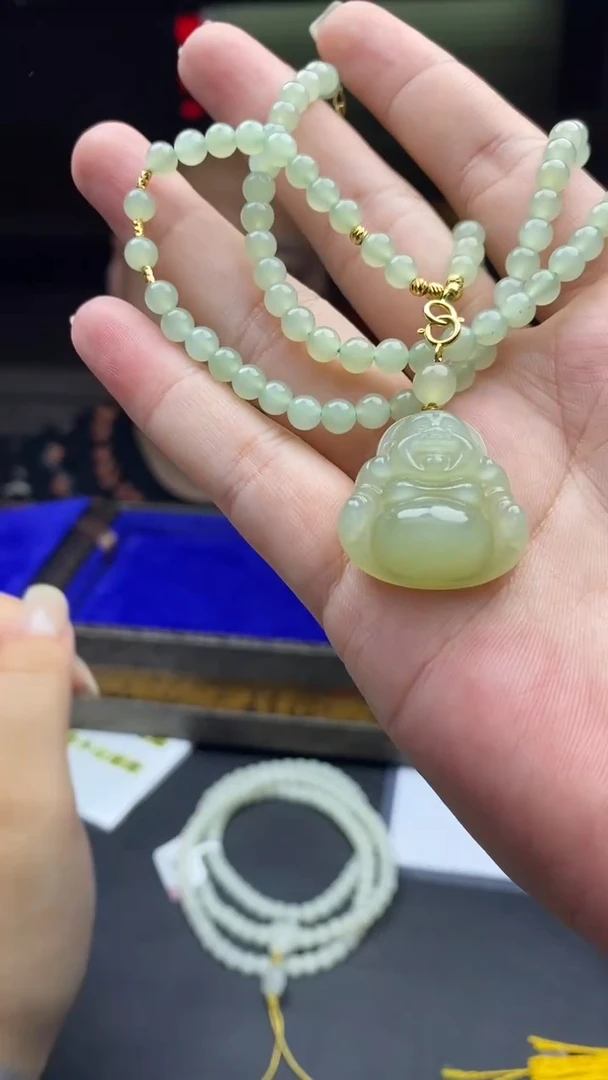 项链银S925镶嵌和田玉多样性发其一-项链-X3671