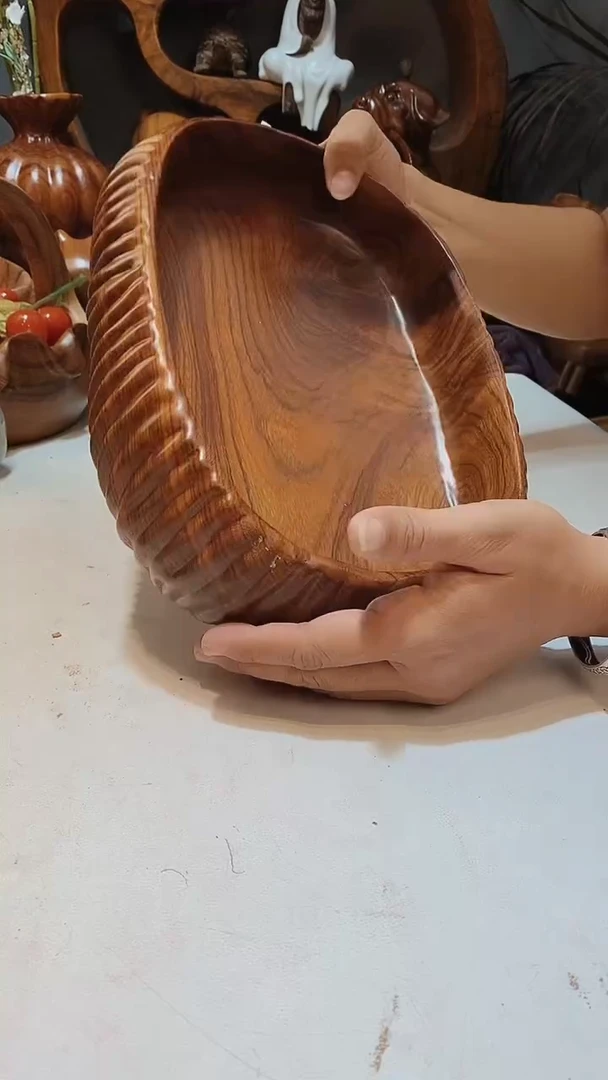 香樟木A28精品竖条纹盆/尺寸30*22*10