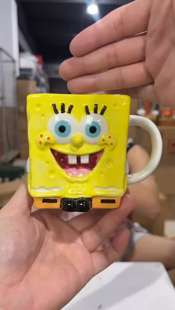 瓷片海绵宝宝方形杯