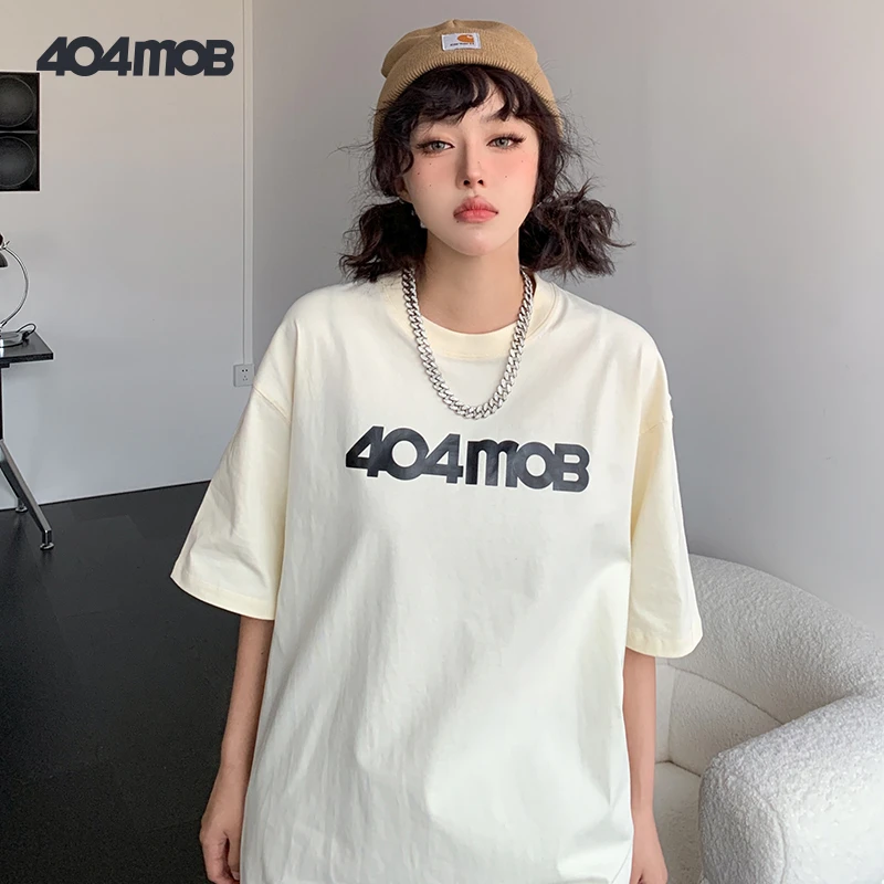 404MOB  基础多色圆领夏季打底衫宽松短袖情侣T恤男女