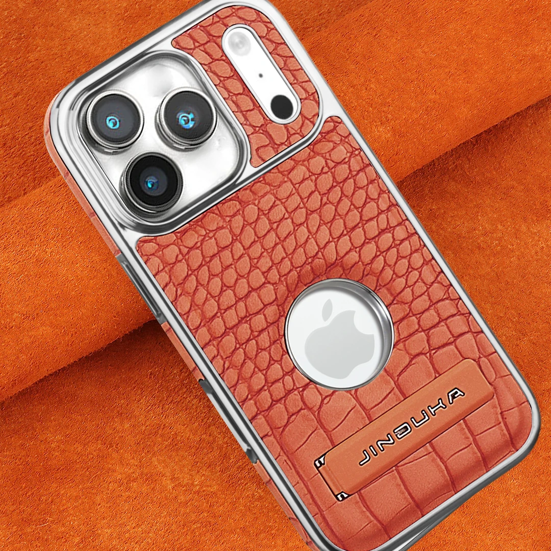 适用苹果17ProMax iPhone16/15鳄鱼纹皮壳隐形磁吸皮质手机壳商务