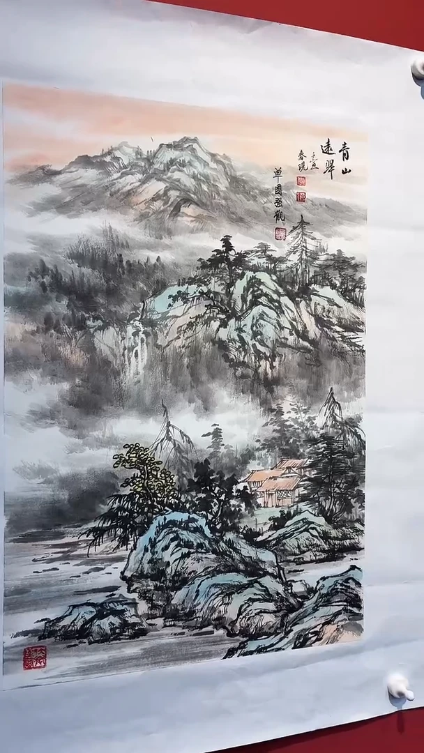 国画李春现四尺三开山水