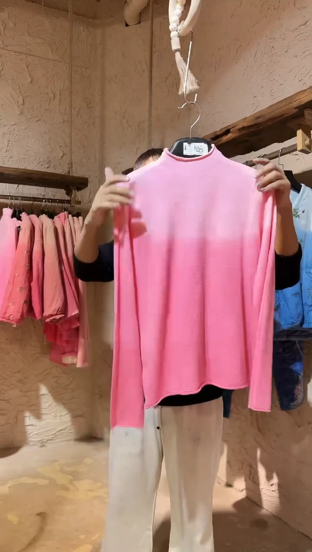 粉染植物染打底衫