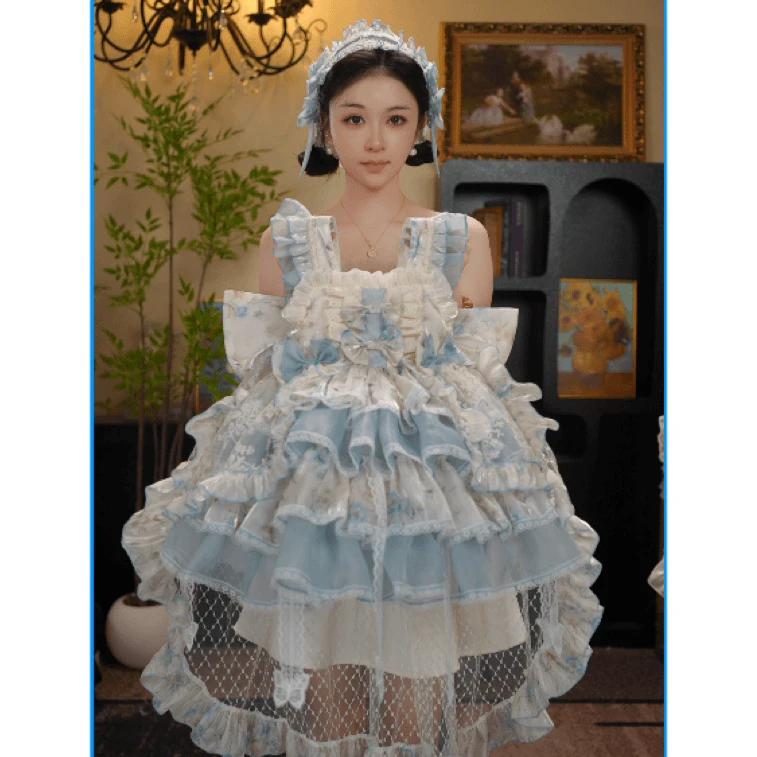 【夏洛可可】女童夏季新款汉服洛丽塔蓬蓬裙3-12岁女童吊带连衣裙