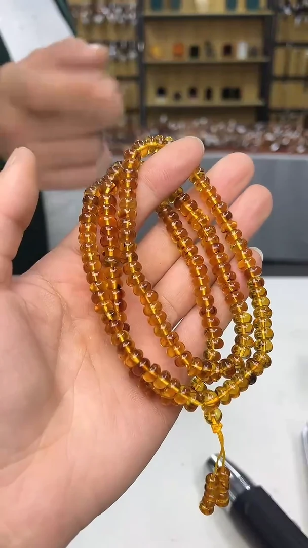 裸石琥珀未镶嵌抚顺琥珀7+精工算盘珠多样性发其一