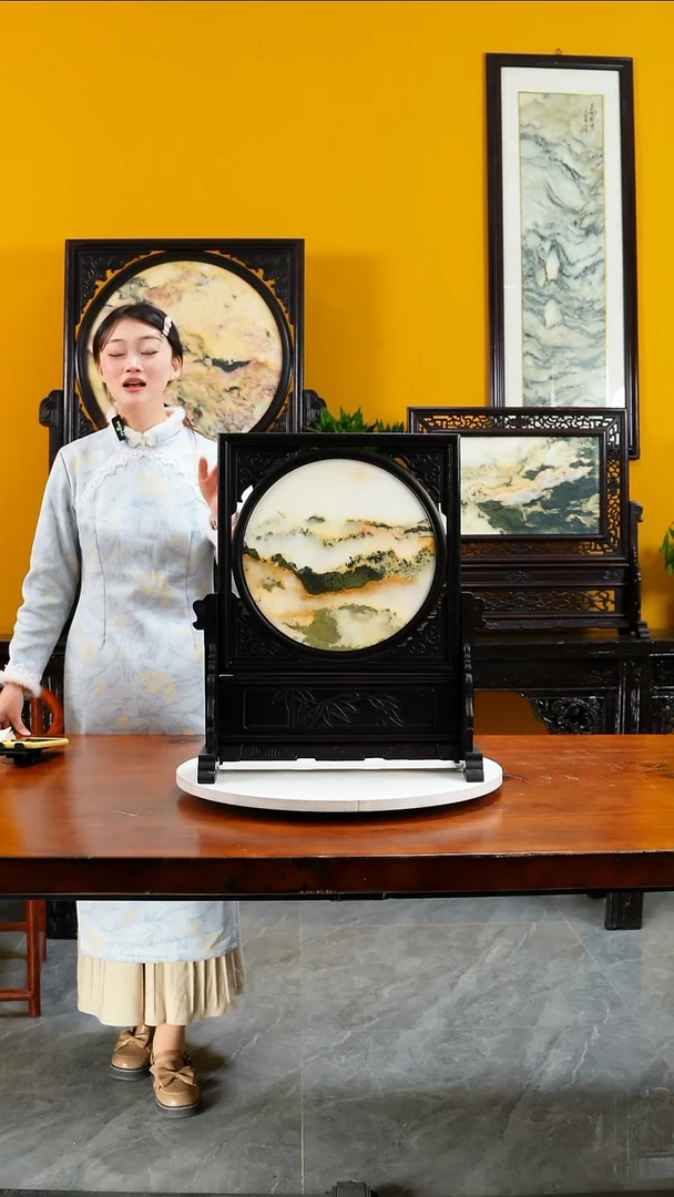 石材天然大理石画摆件