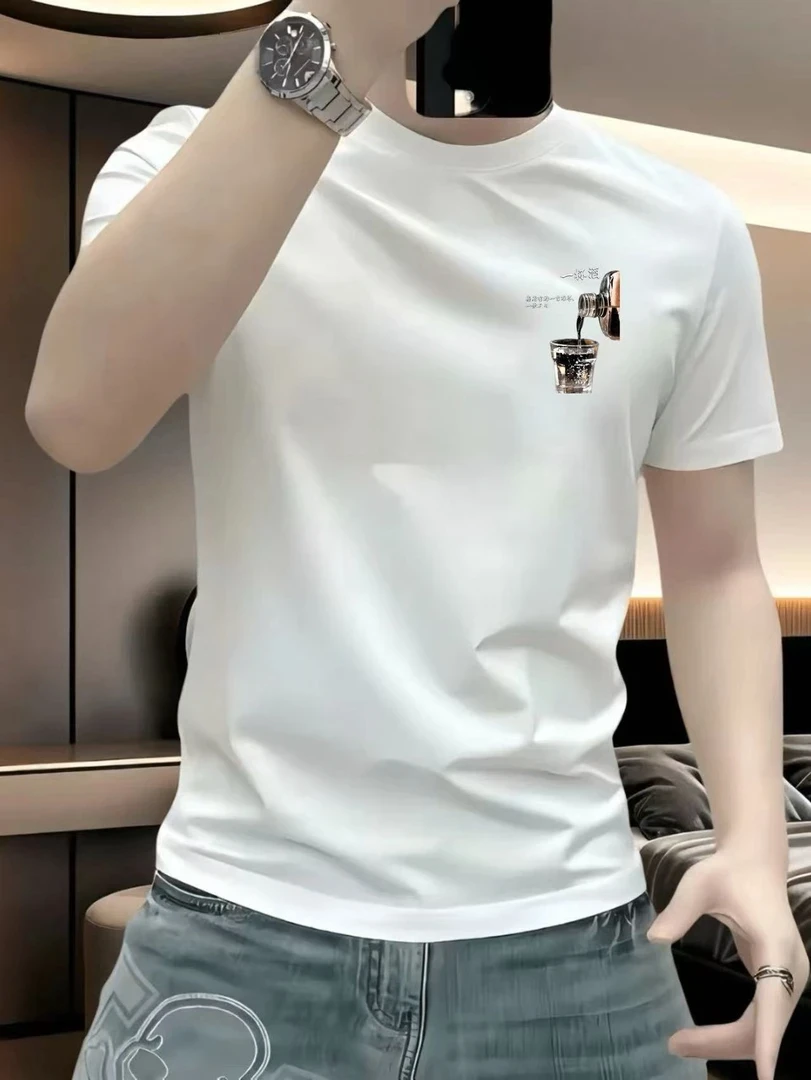 潮牌夏季男款新款爆款纯棉潮流ins重磅纯棉T恤上衣短袖圆领半袖男