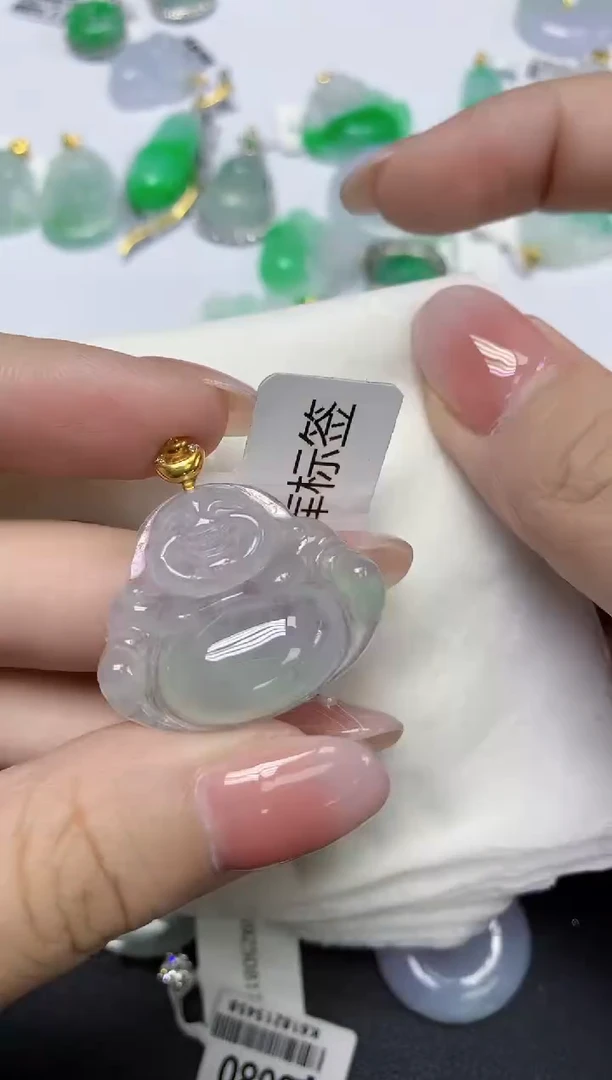 颈饰18K金镶嵌翡翠天然缅甸翡翠A货多样性发一件