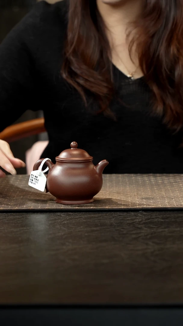 茶壶紫砂老紫泥潘壶170cc