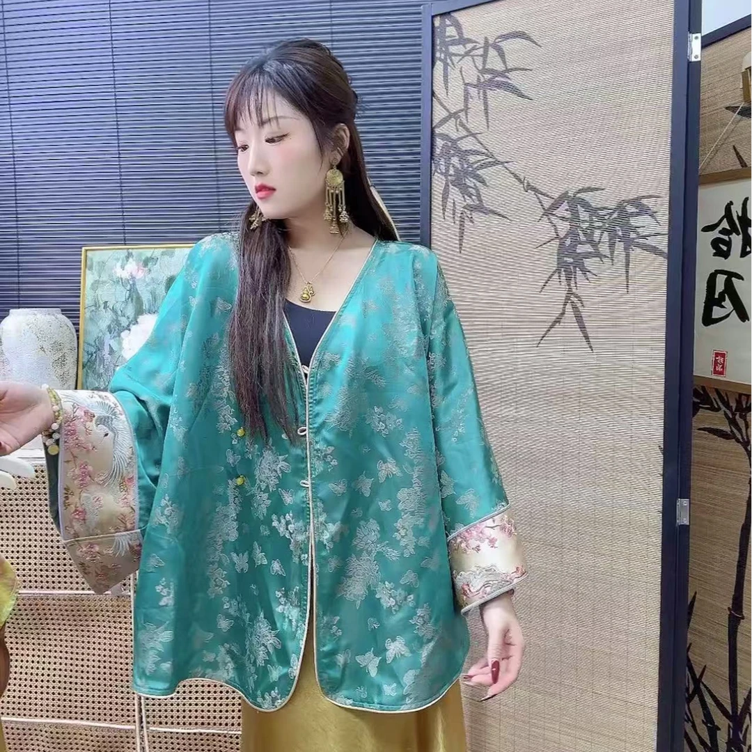 【宫锁心】新中式新款宽松禅意上衣复古提花新中式圆领