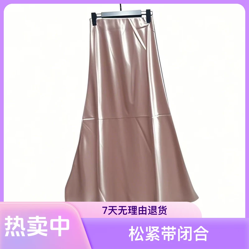 春季国风缎面高腰修身显瘦醋酸夏季百搭半身裙裙子半裙