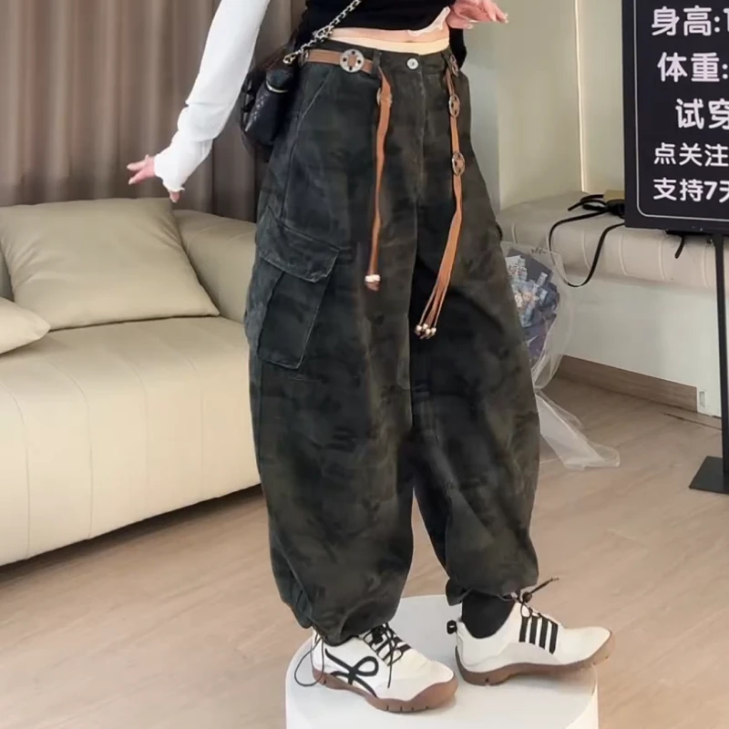 【迷彩工装裤】初秋新款美式复古时尚口袋迷彩弯刀工装裤LK2505632