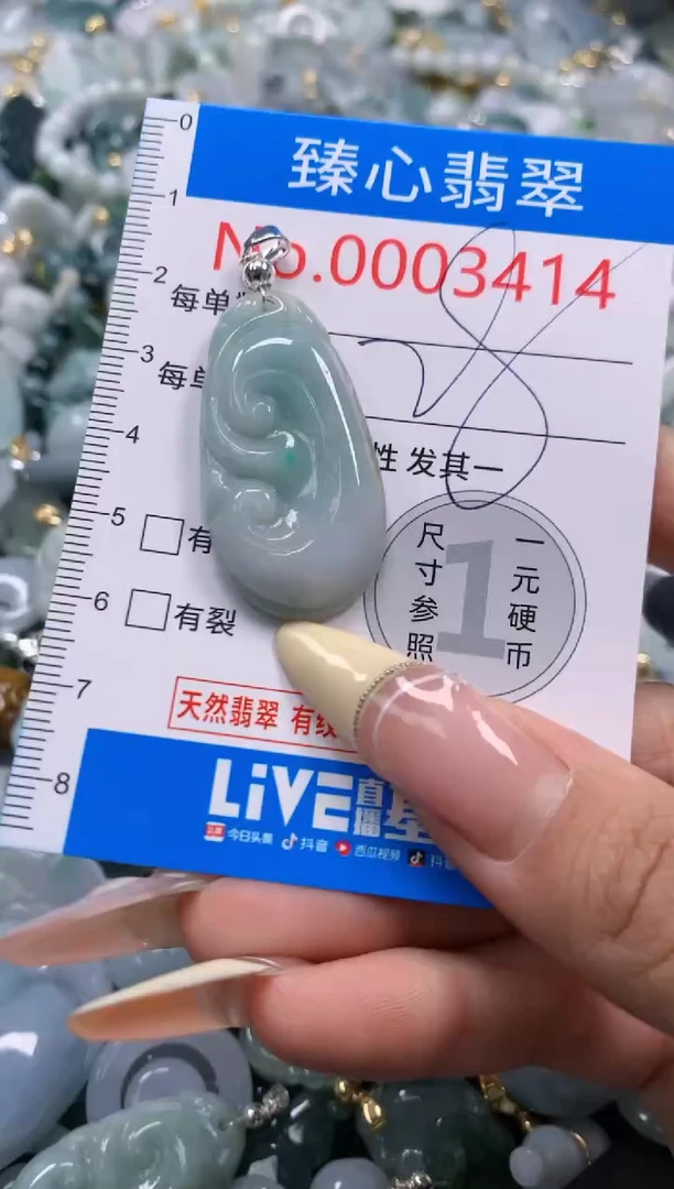 翡翠未镶嵌颈饰含绳0003414