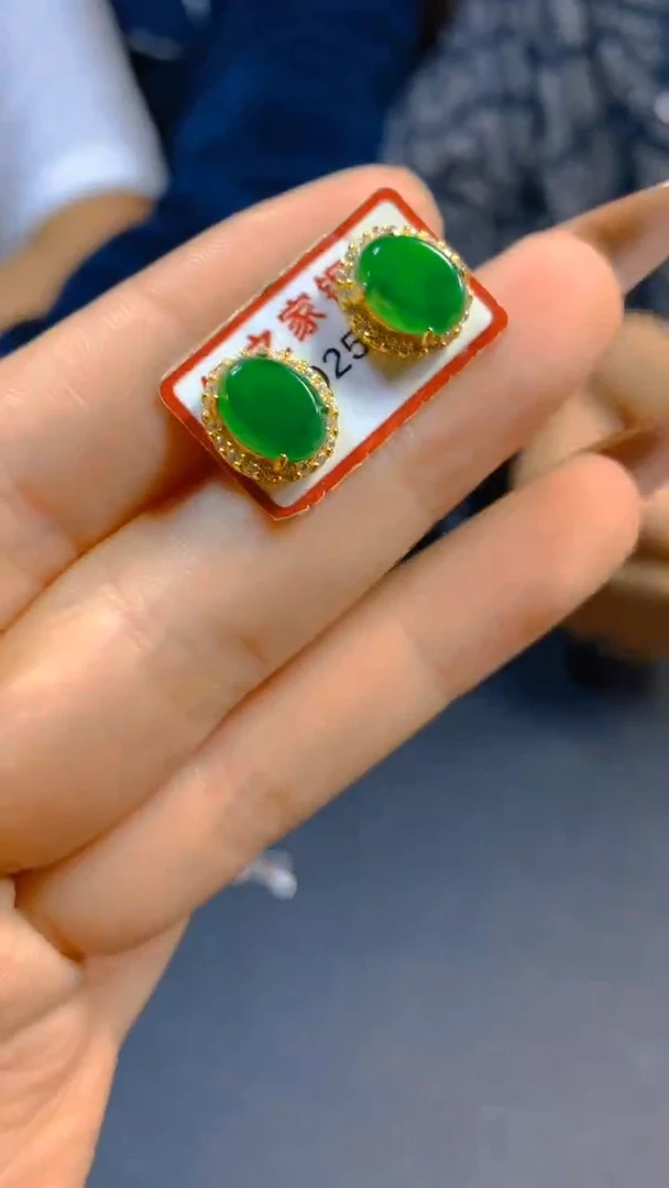 【闪购商品】翡翠耳饰银S925镶嵌0716187864多样性发一