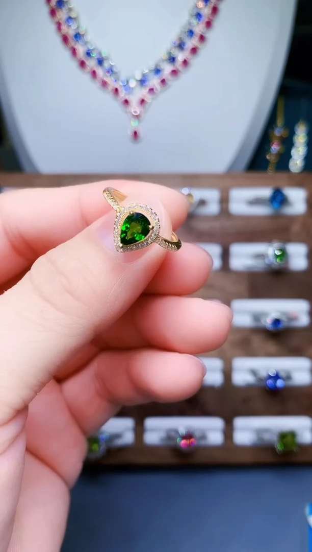 【闪购商品】透辉石戒指银S925镶嵌93-27