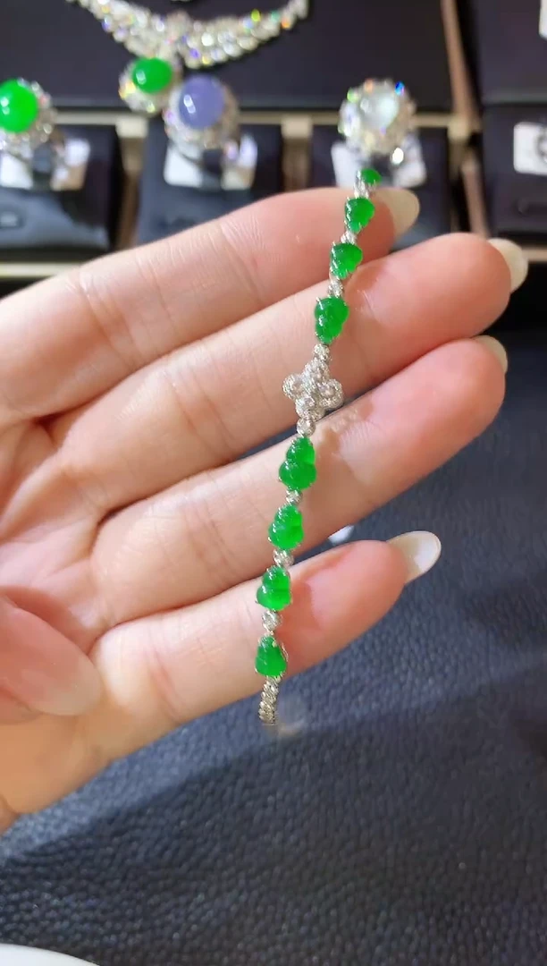 18K金镶嵌手链翡翠C88 翡翠