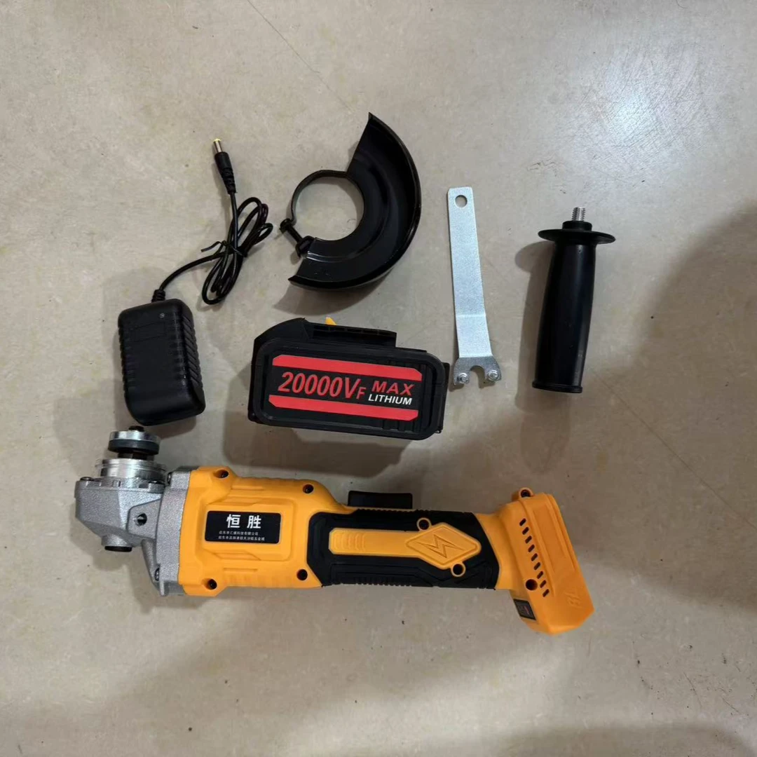 【恒胜新款】十节电芯大功率锂电角磨机切割打磨抛光除锈无线多功能