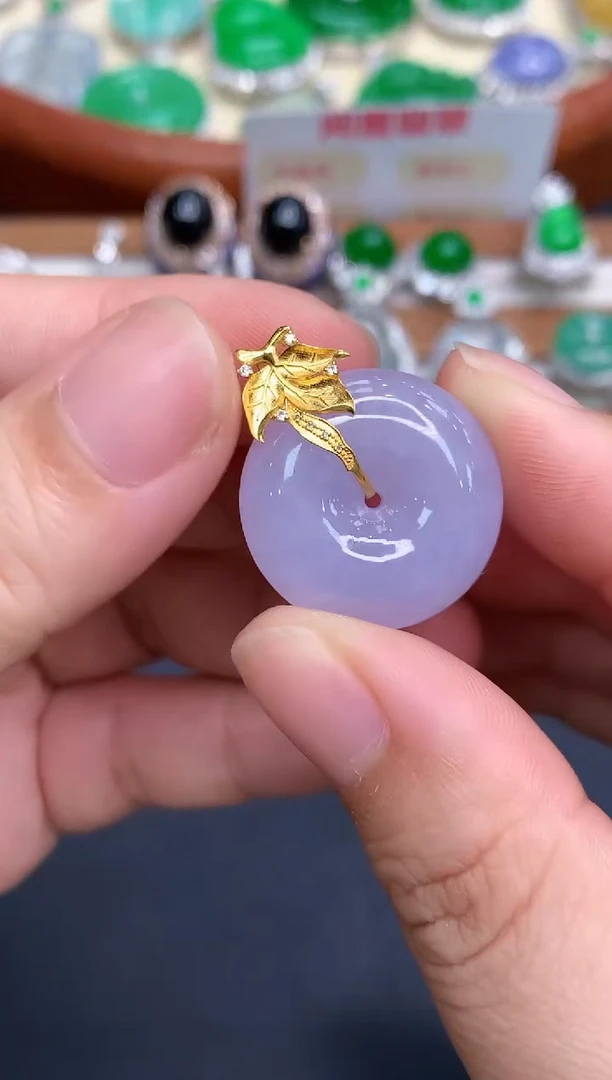 颈饰18K金镶嵌翡翠378-中国好珍宝