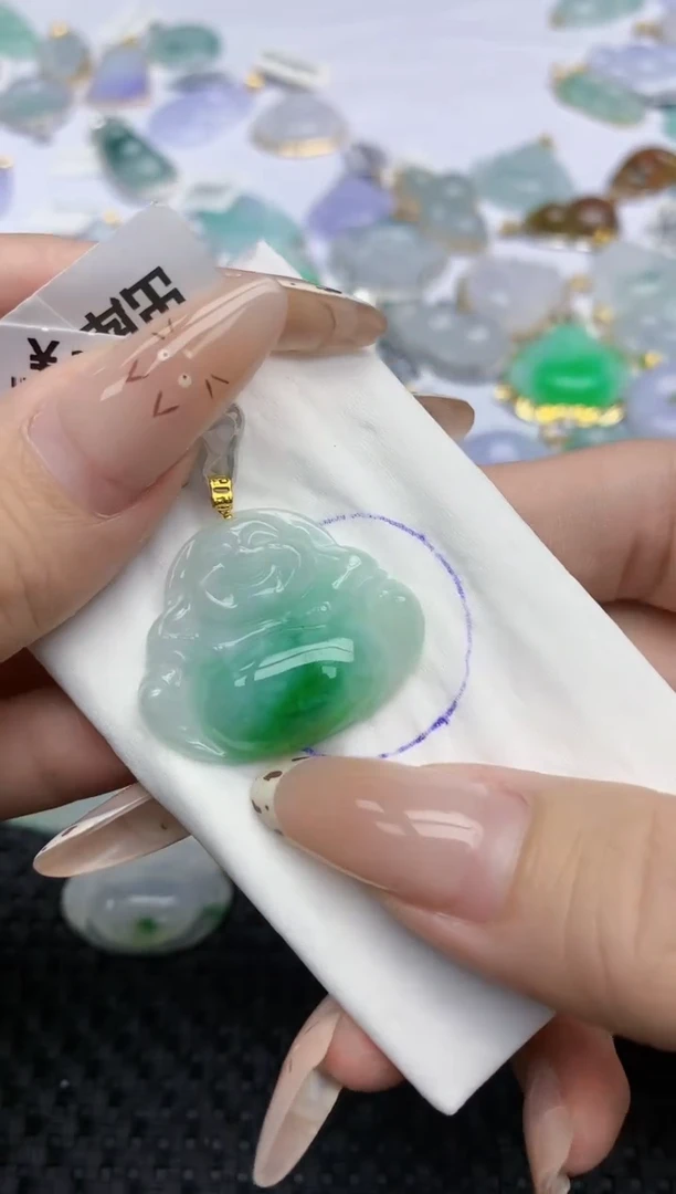 翡翠18K金镶嵌颈饰313   天然翡翠A货