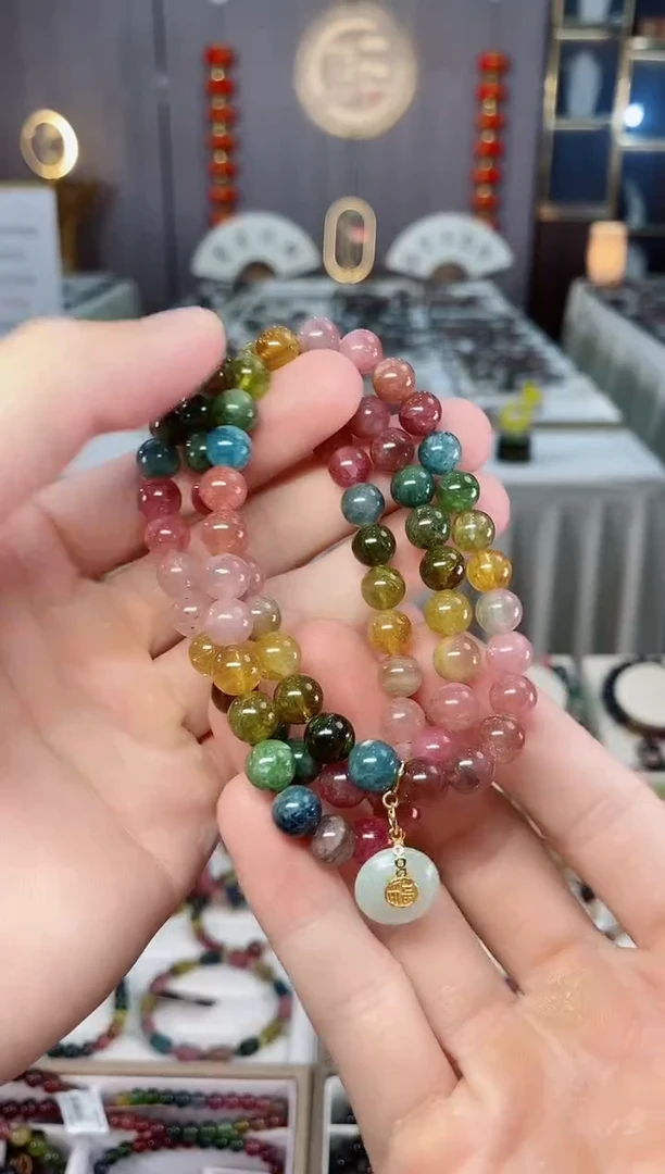 未镶嵌老矿碧玺三圈手串7mm+碧玺xion多样性发一条