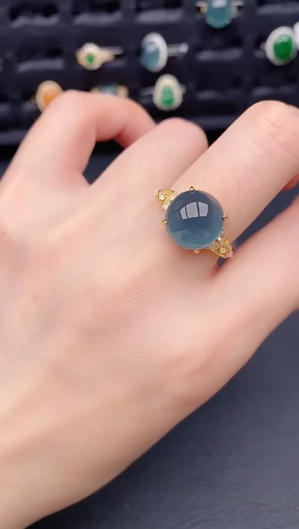 银S925镶嵌戒指翡翠天然a货翡翠180