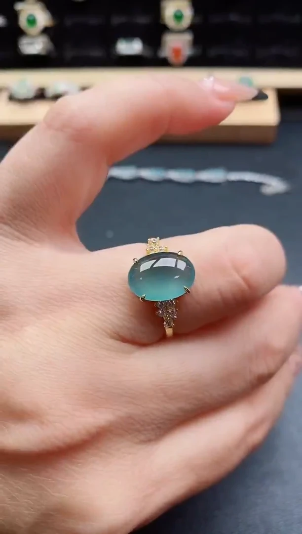 银S925镶嵌戒指翡翠1