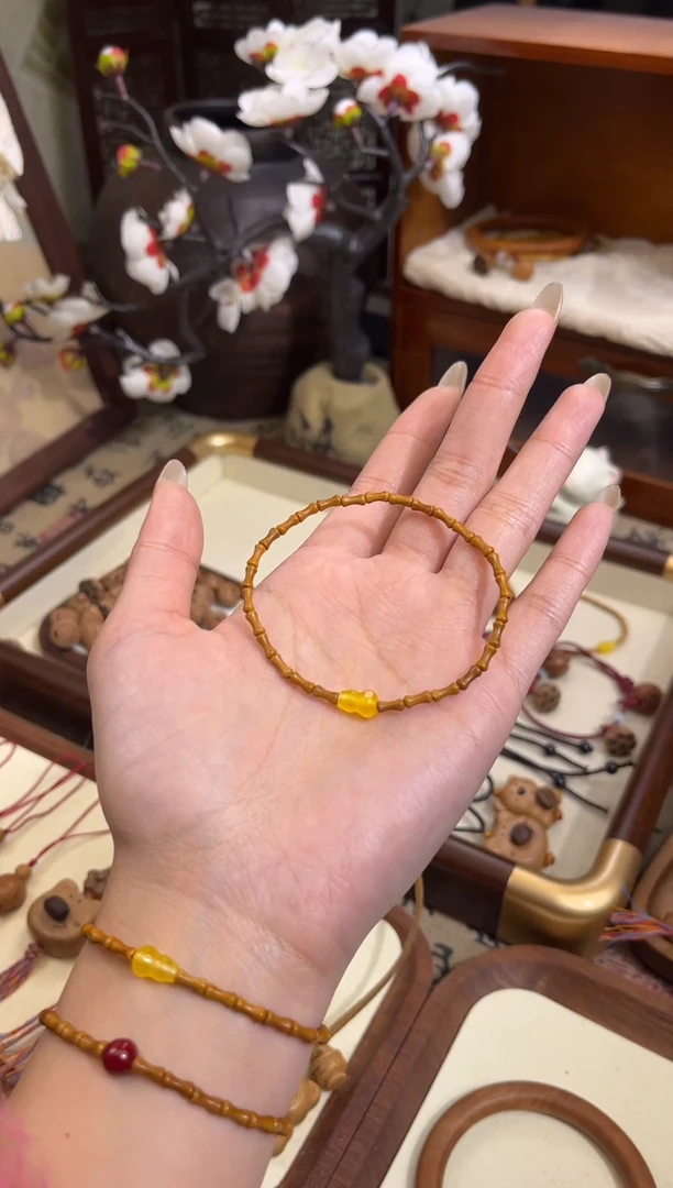 手串桃核【桃缘序】竹节「黄色葫芦」桃木桃核辟、挡、驱、护 备注手围