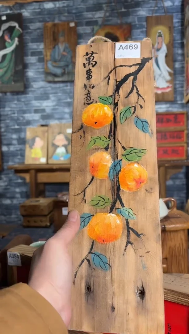 风化老门板丙烯画