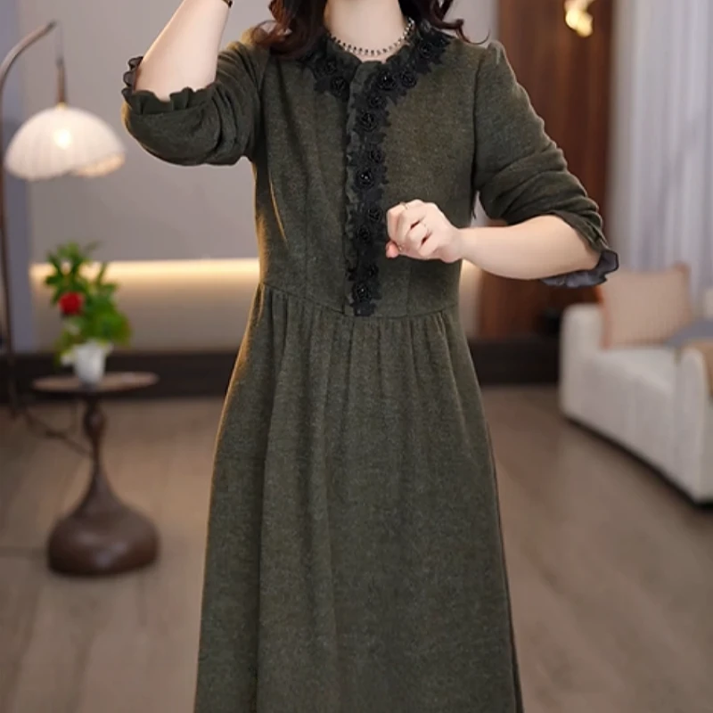 B484【连衣裙】2025秋季新款时尚优雅气质修身显瘦减龄休闲连衣裙