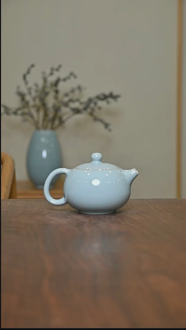 天青釉 手拉西施壶 微瑕 朱家汝窑款
